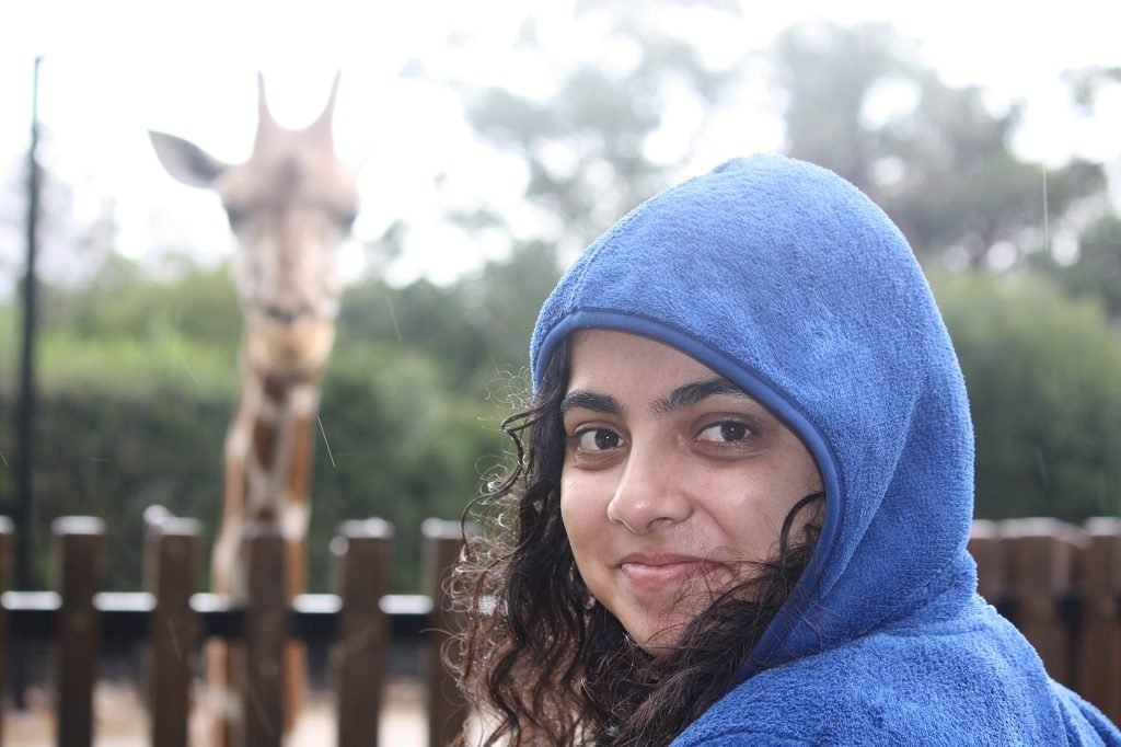 With the Giraffe at Taronga Zoo Sydney